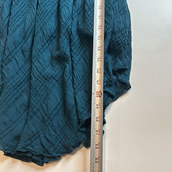 Anthropologie Moulinette Soeurs Dress 6 Midi Textured Teal Asymmetrical Hem - Picture 8 of 9